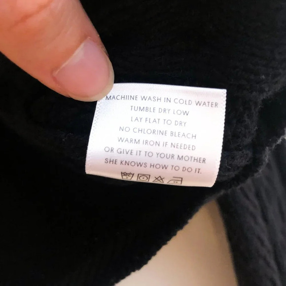 Project Naadam Black Cotton Acrylic Blend Ruffled Mock Neck Knit Sweater Medium - Picture 10 of 11